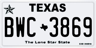 TX license plate BWC3869