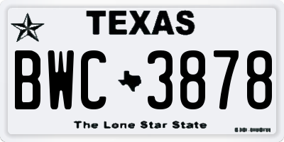 TX license plate BWC3878