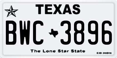 TX license plate BWC3896