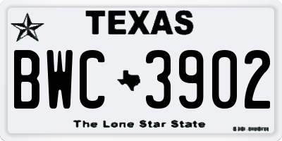 TX license plate BWC3902