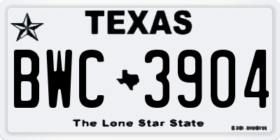 TX license plate BWC3904