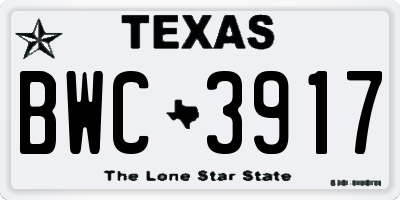 TX license plate BWC3917