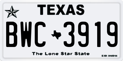 TX license plate BWC3919