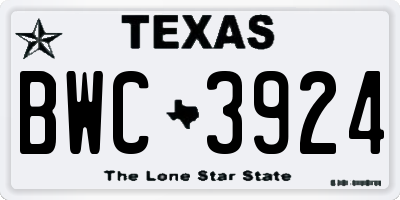 TX license plate BWC3924
