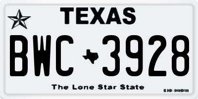 TX license plate BWC3928