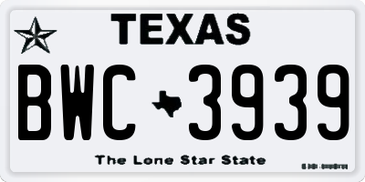TX license plate BWC3939