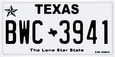 TX license plate BWC3941