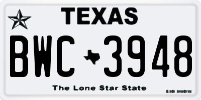 TX license plate BWC3948