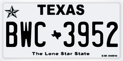 TX license plate BWC3952