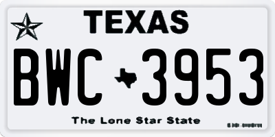 TX license plate BWC3953