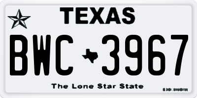 TX license plate BWC3967