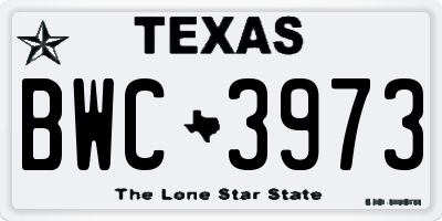 TX license plate BWC3973