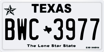TX license plate BWC3977