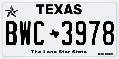 TX license plate BWC3978
