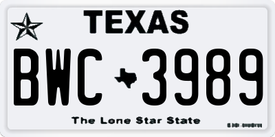 TX license plate BWC3989