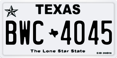 TX license plate BWC4045