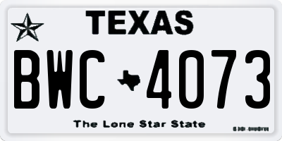 TX license plate BWC4073