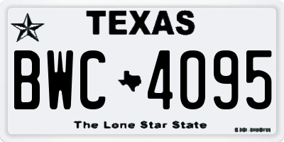 TX license plate BWC4095