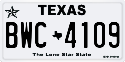 TX license plate BWC4109