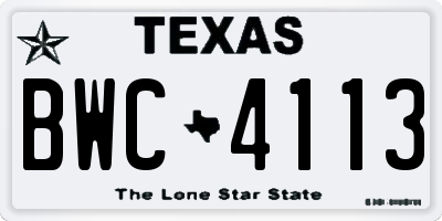 TX license plate BWC4113
