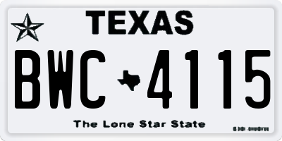 TX license plate BWC4115
