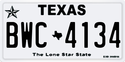 TX license plate BWC4134