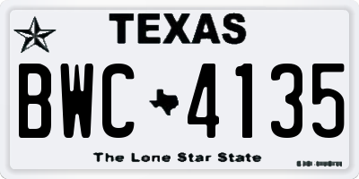 TX license plate BWC4135