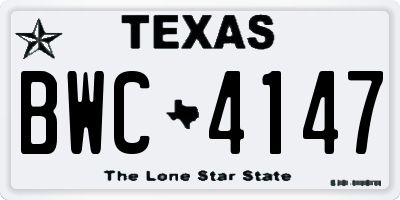 TX license plate BWC4147
