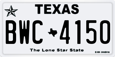 TX license plate BWC4150
