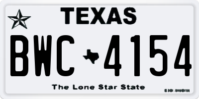 TX license plate BWC4154