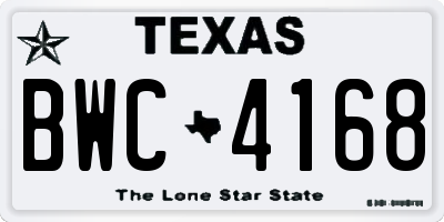 TX license plate BWC4168