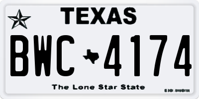 TX license plate BWC4174