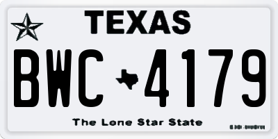 TX license plate BWC4179