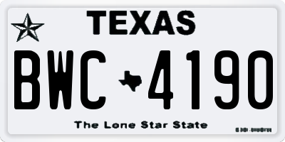 TX license plate BWC4190