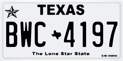 TX license plate BWC4197