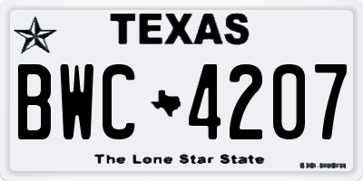TX license plate BWC4207