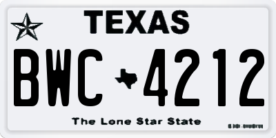 TX license plate BWC4212