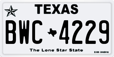 TX license plate BWC4229