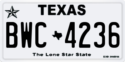TX license plate BWC4236