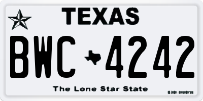 TX license plate BWC4242