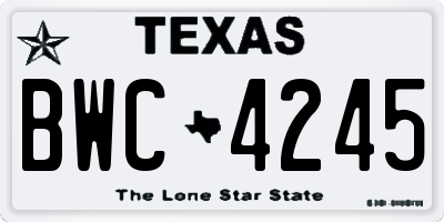 TX license plate BWC4245