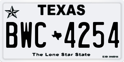 TX license plate BWC4254