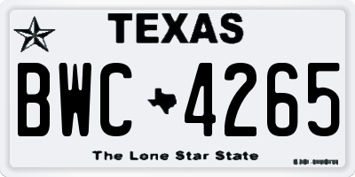 TX license plate BWC4265