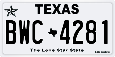 TX license plate BWC4281