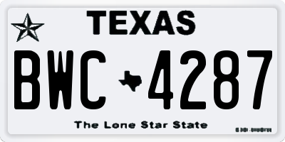 TX license plate BWC4287