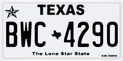 TX license plate BWC4290