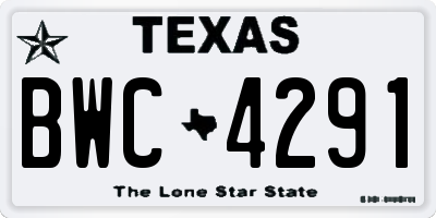 TX license plate BWC4291