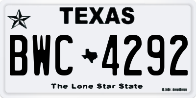 TX license plate BWC4292