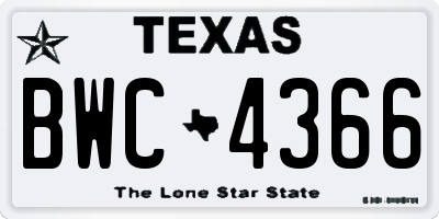 TX license plate BWC4366