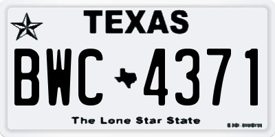 TX license plate BWC4371